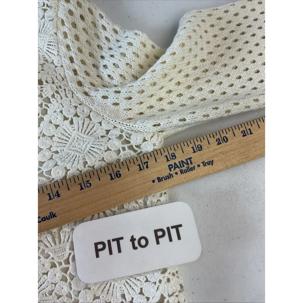 Tory Burch Ivory Zip Crochet‎ Trixie Cardigan Size S Lacey Casual Snag